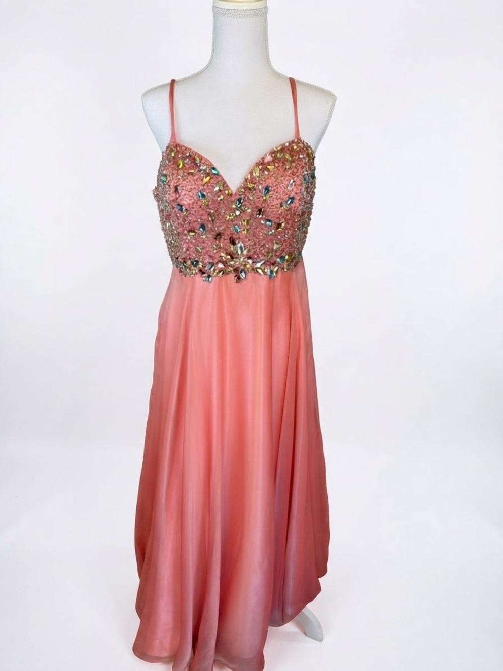 Alyce Paris Bejeweled pink Silk Prom Formal Evening Gown Size 12